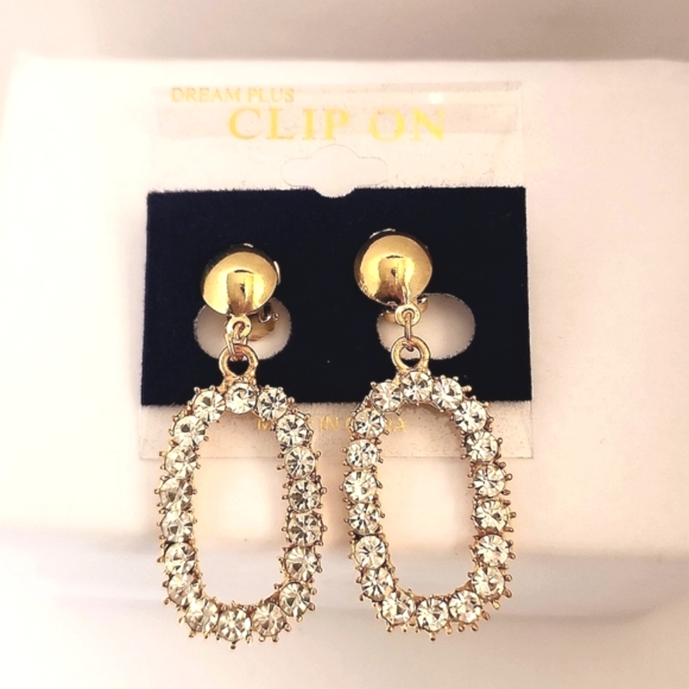 3 for $18 NWT Gold and Rhinestones Non Pierced CLIP ON Earrings